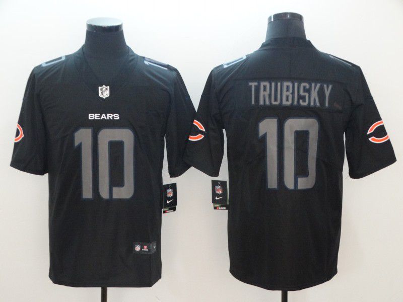 Men Chicago Bears 10 Trubisky Nike Fashion Impact Black Color Rush Limited NFL Jerseys